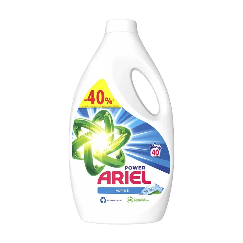 ARIEL Power Απορρυπαντικό Ρούχων Υγρό Alpine 40 πλύσεις