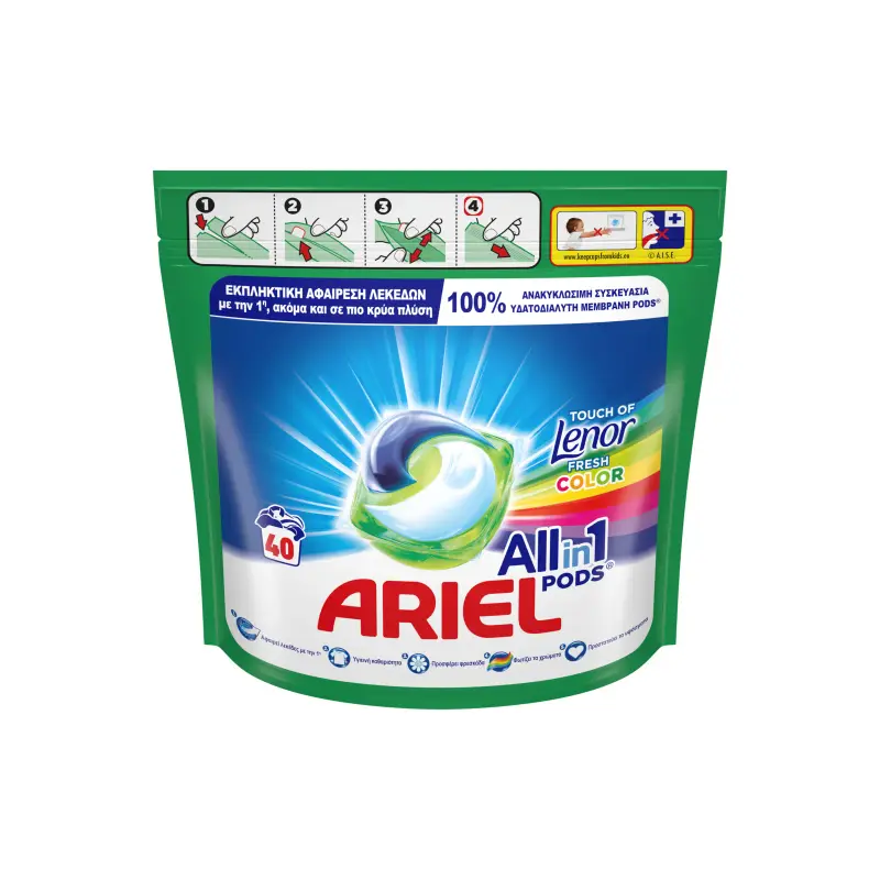 ARIEL Κάψουλες Πλυντηρίου Allin1 Pods Touch of Lenor Color(40μεζ)
