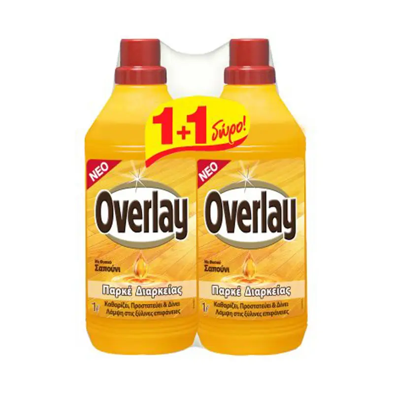 OVERLAY Καθαριστικό Ξύλινων Επιφανειών Παρκέ 1lt +1 Δώρο