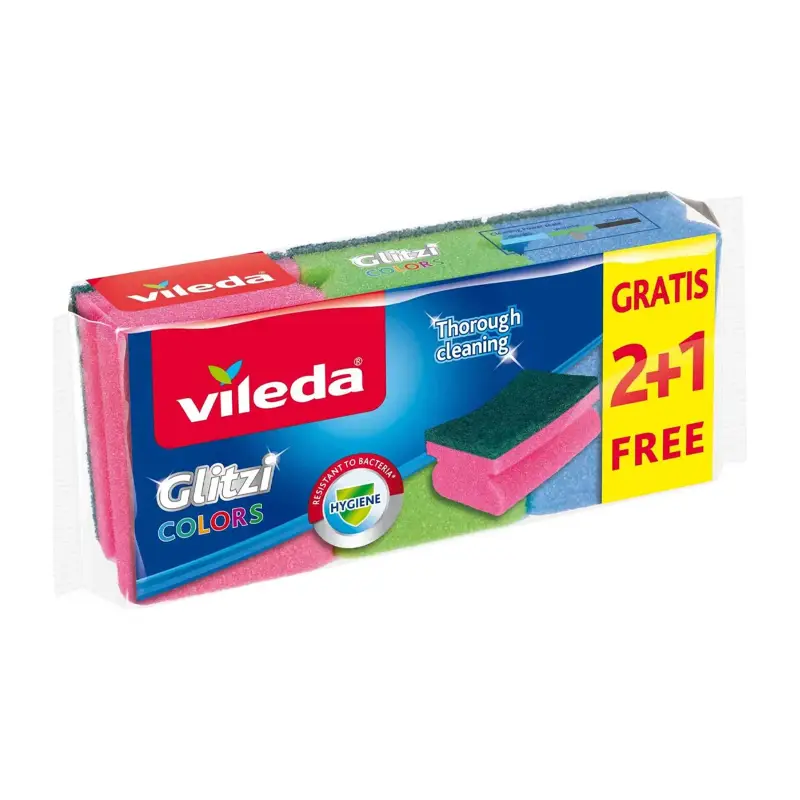 VILEDA Glitzi Colors Σφουγγαράκι Κουζίνας  2+1τμχ