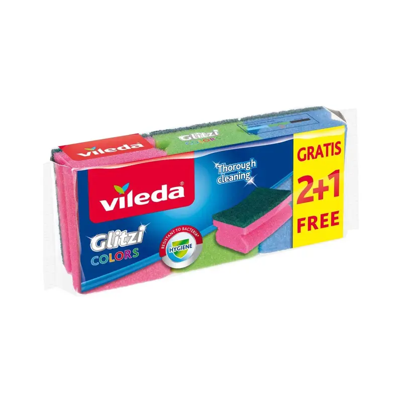 VILEDA Σφουγγαράκι Κουζίνας Glitzi Colors 2+1τμχ
