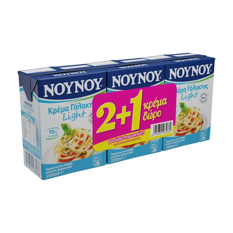 ΝΟΥΝΟΥ Κρέμα Γάλακτος Light 2x200ml +1 Δώρο