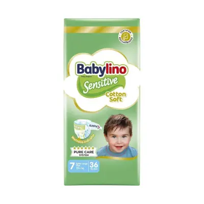 BABYLINO Πάνες με Αυτοκόλλητο Sensitive Cotton Soft No. 7 για 15+kg 36τμχ