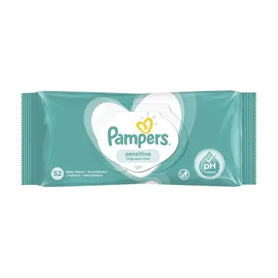 PAMPERS Sensitive Μωρομάντηλα χωρίς Άρωμα, Οινόπνευμα & Parabens 52τμχ