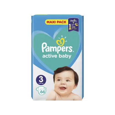 PAMPERS Πάνες με Αυτοκόλλητο Active Baby No. 3 για 6-10kg 66τμχ