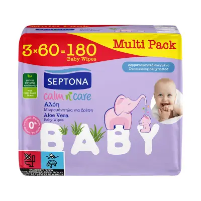 SEPTONA Baby Μωρομάντιλα Calm n' Care με Αλόη 3×60τεμ