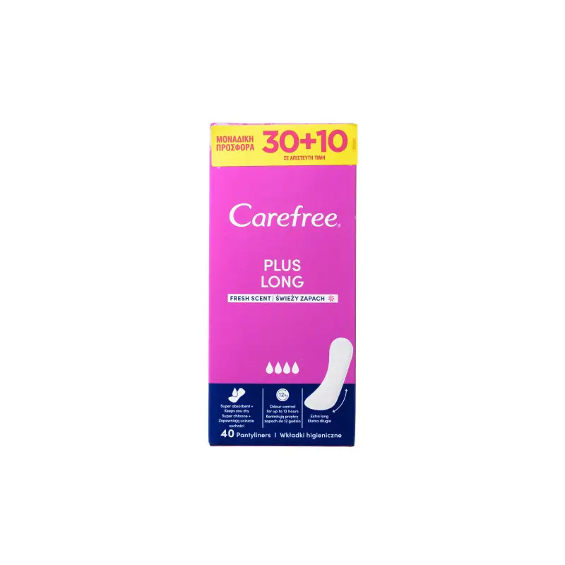 CAREFREE Σερβιέτες Plus Long 30 + 10 Τεμάχια Δώρο