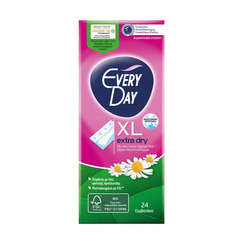 EVERYDAY Extra Dry Σερβιετάκια Extra Long Χαμομήλι 24τεμ