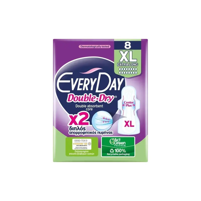EVERYDAY Σερβιέτες Double Dry Ultra Plus Extra Lοng 8τεμ