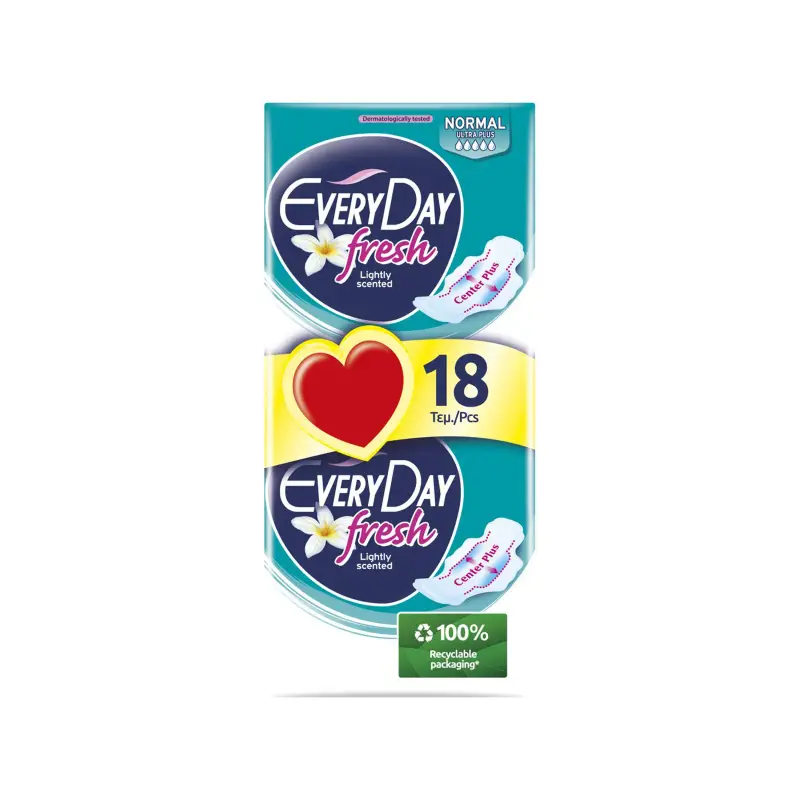 EVERYDAY Σερβιέτες Fresh Normal Ultra Plus Economy 18 Τεμ