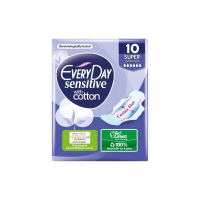 EVERYDAY Σερβιέτες Sensitive Ultra Plus Super With Cotton 10Τεμ