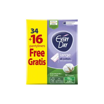 EVERYDAY Σερβιετάκια All Cotton Large 34τεμ + 16τεμ. Δώρο (50τεμ)