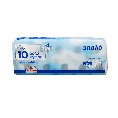 MR.GRAND Χαρτί Υγείας Blue White 4Φύλλων 10τεμ. 1120γρ