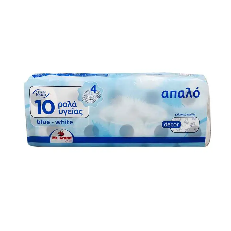 MR.GRAND Χαρτί Υγείας Blue White 4Φύλλων 10τεμ. 1120γρ