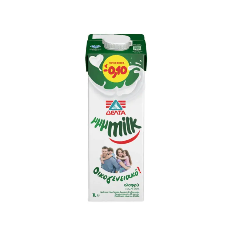 ΔΕΛΤΑ Μμμmilk Οικογενειακό Γάλα Υψηλής Παστερίωσης Ελαφρύ 1,5' 1lt