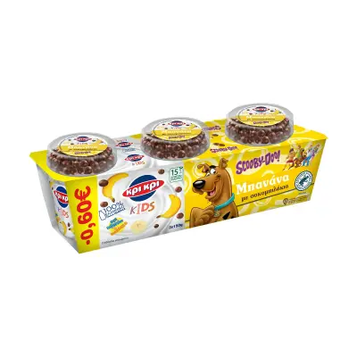 ΚΡΙ ΚΡΙ Kids Scooby Doo Επιδόρπιο Γιαουρτιού Μπανάνα με Σοκομπιλάκια 3x150g