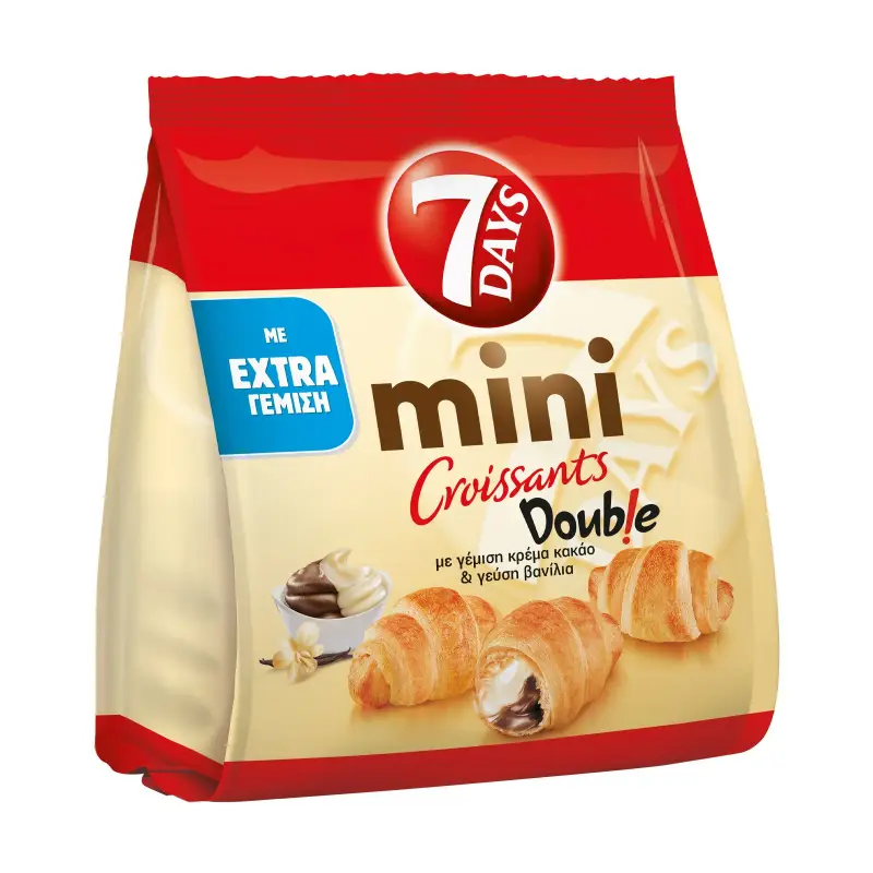 7 DAYS Mini Κρουασάν Double με γέμιση Κρέμα Κακάο & γεύση Βανίλια 103g