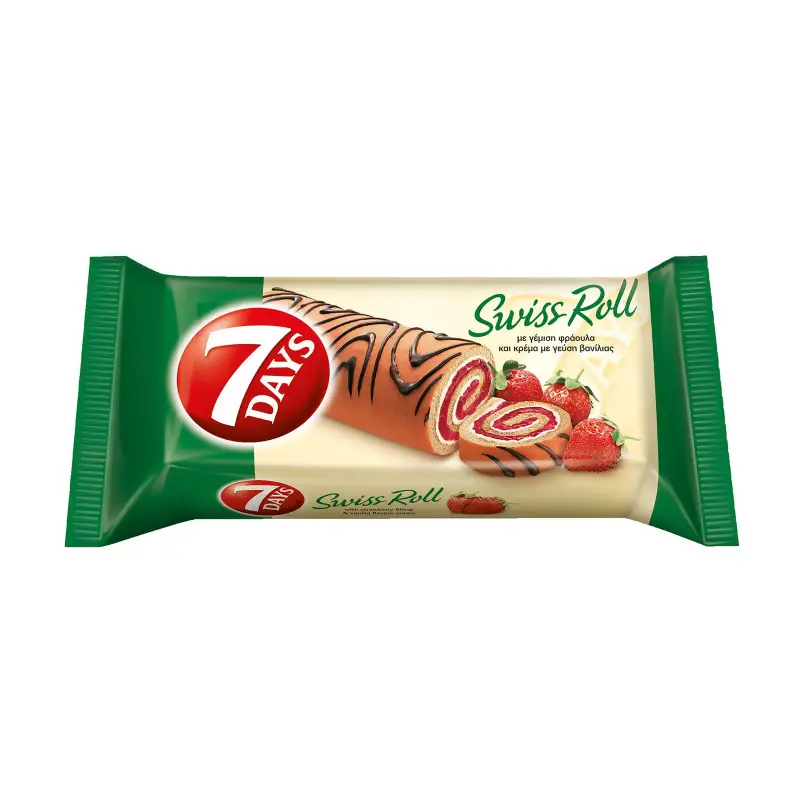 7 DAYS Swiss Roll με γέμιση Φράουλα & Κρέμα Βανίλια 200g
