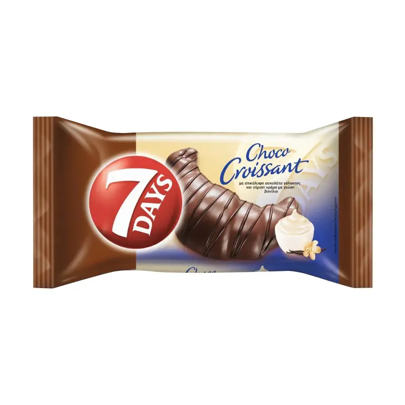 7 DAYS Κρουασάν Choco με γέμιση Κρέμα Βανίλια & Επικάλυψη Σοκολάτας Γάλακτος 60g