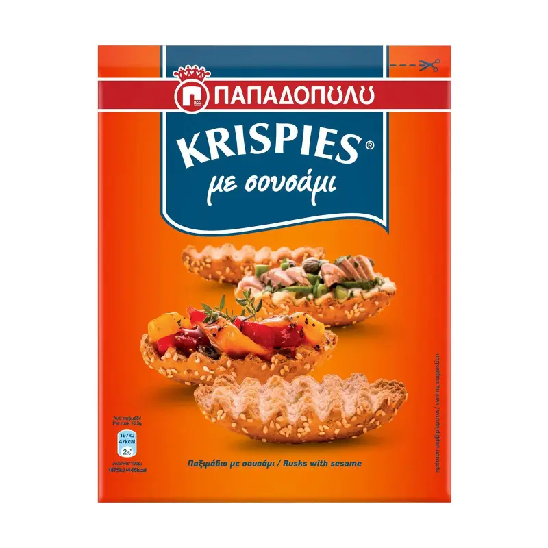 ΠΑΠΑΔΟΠΟΥΛΟΥ Krispies Παξιμάδια με Σουσάμι Vegan 200g