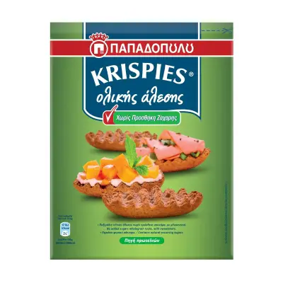 ΠΑΠΑΔΟΠΟΥΛΟΥ Krispies Παξιμάδια Ολικής Άλεσης Vegan Χωρίς προσθήκη ζάχαρης 200g
