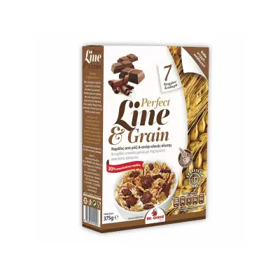 MR.GRAND Perfect Line & Grain Δημητριακά Με Νιφάδες Ρυζιού & Σιταριού Ολικής Άλεσης Chocolate 375γρ