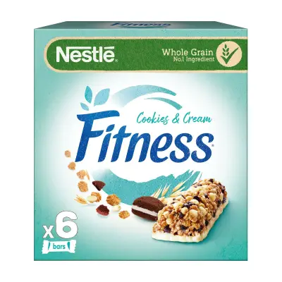 NESTLE Fitness Μπάρες Δημητριακών Ολικής Άλεσης Cookies & Cream 6×23,5g