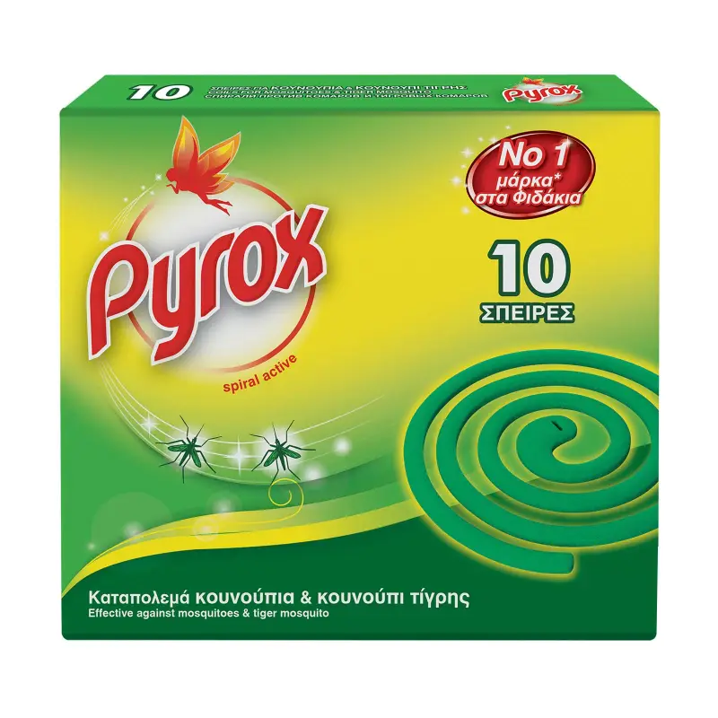 PYROX Spiral Active Εντομοαπωθητικές Σπείρες για Κουνούπια & Κουνούπι Τίγρης 10τεμ