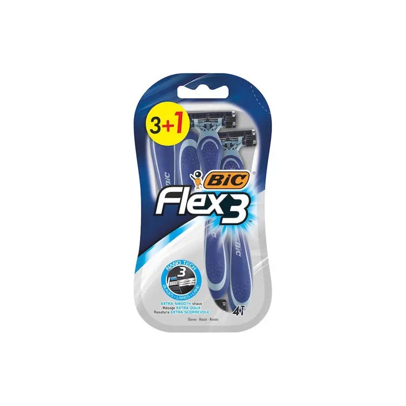 BIC Flex 3 Ξυραφάκια μιας Χρήσης με 3 Λεπίδες & Λιπαντική Ταινία 4τμχ