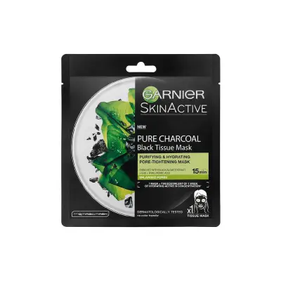 GARNIER SkinActive Pure Charcoal Μαύρη Μάσκα Προσώπου για Καθαρισμό 28gr