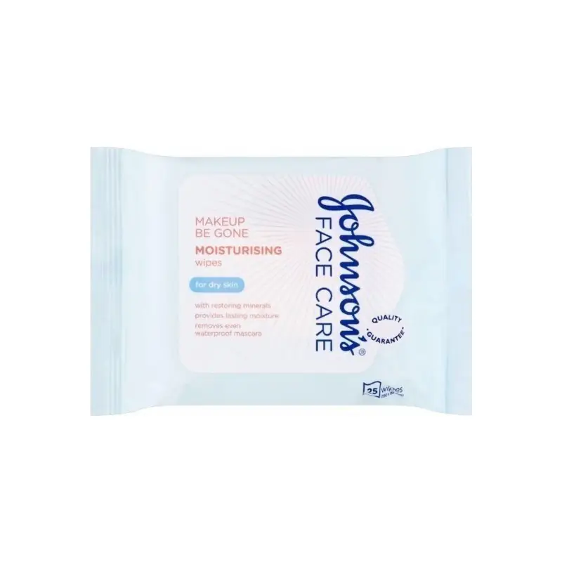 JOHNSON_S Face Care Make Up Be Gone Moisturizing Wipes For D Μαντηλάκια Αφαίρεσης Μακιγιάζ Προσώπου 25τμχ
