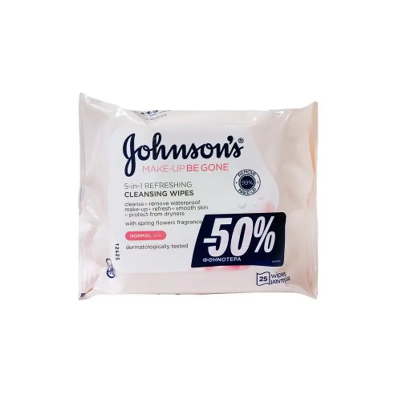 JOHNSON_S Make-Up Be Gone 5-in-1 Refreshing Cleansing Wipes Normal Skin 25 Wipes -50'