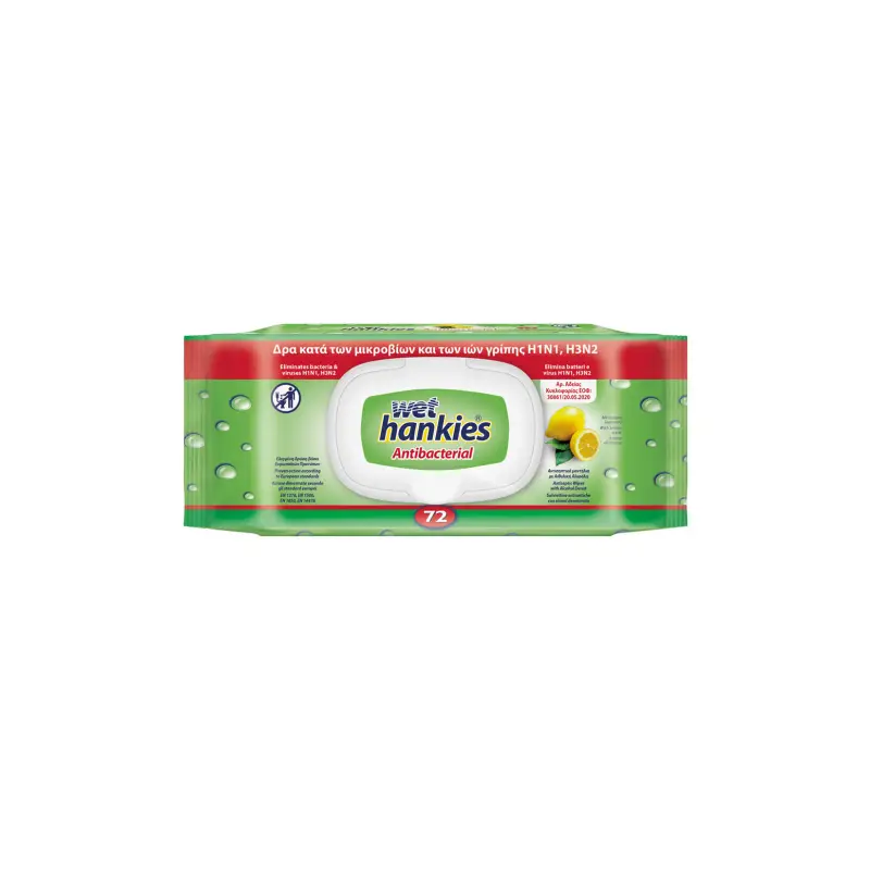 WET HANKIES Υγρά Μαντήλια Lemon Fresh 72