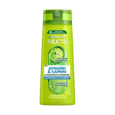 GARNIER Fructis Δύναμη & Λάμψη Σαμπουάν για Όλους τους Τύπους Μαλλιών Vegan 400ml