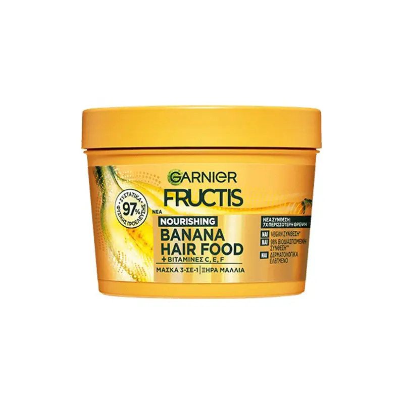 GARNIER Μάσκα Μαλλιών για Θρέψη 3 σε 1 με Μπανάνα