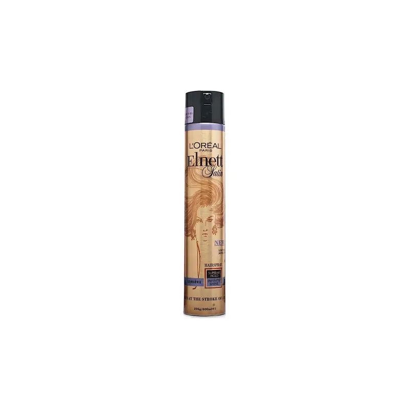 L_OREAL Paris Elnett Satin Lumiere Anti-Frizz Λακ Μαλλιών για Δυνατό Κράτημα Hairspray Supreme Hold & Infinite Shine 400ml
