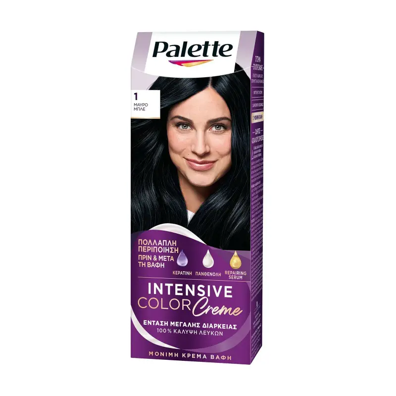 PALETTE Intensive Color Creme Βαφή Μαλλιών Νο1 Μαύρο Μπλε