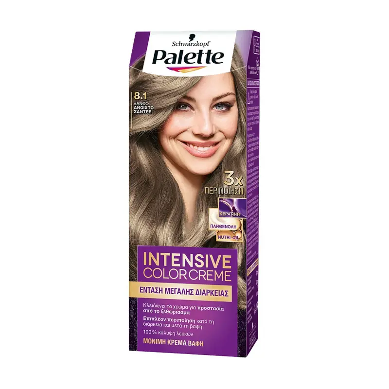 PALETTE Intensive Color Creme Βαφή Μαλλιών Νο8.1 Ξανθό Ανοιχτό Σαντρέ 50ml