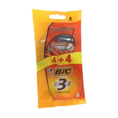 BIC 3 Sensitive Ξυραφάκια Μιας Χρήσης 3 Λεπίδες 4τεμ +4 Δώρο