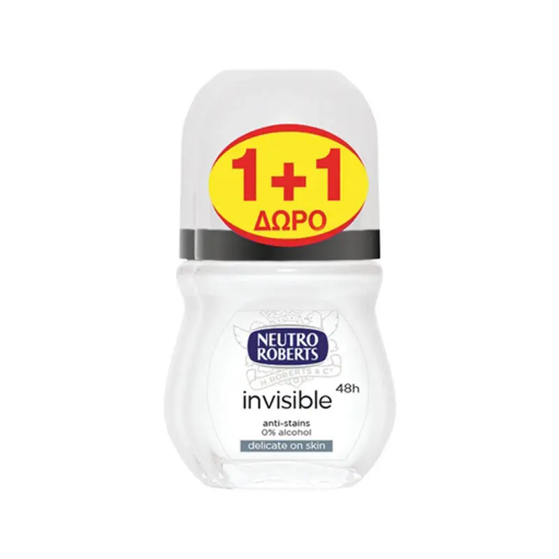 NEUTRO ROBERTS Αποσμητικό Roll-on Invisible 50ml 1+1Δώρο
