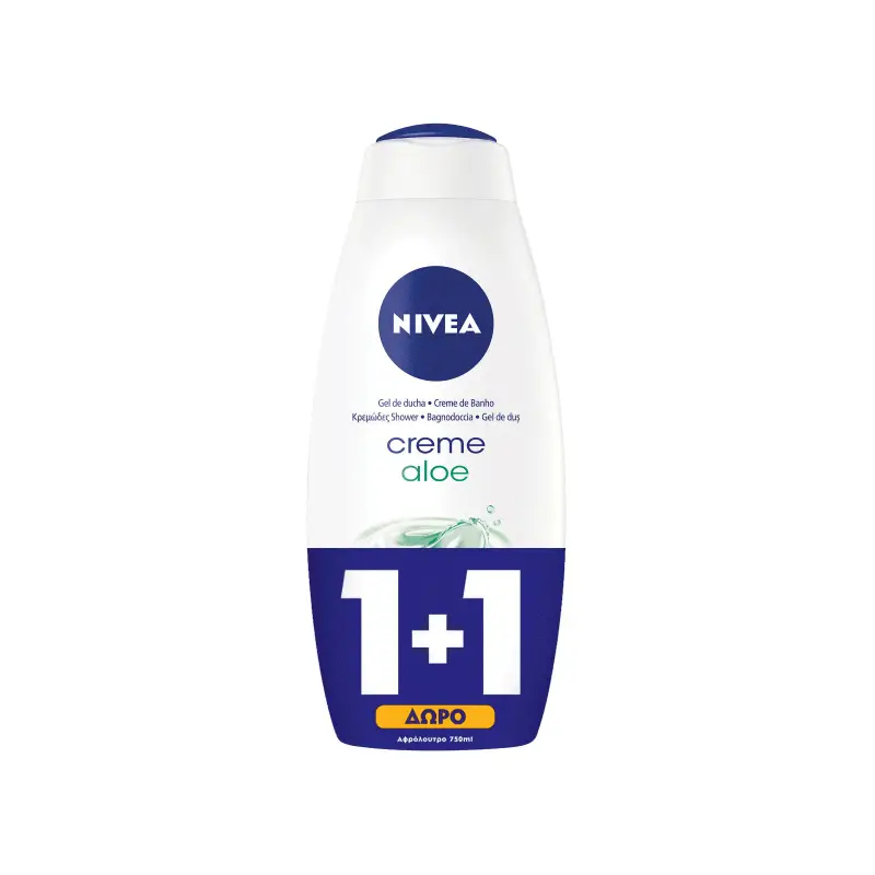NIVEA Promo Κρεμώδες Αφρόλουτρο Aloe Vera 750ml 1+1ΔΩΡΟ