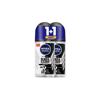 NIVEA Αποσμητικό Roll On Men Black & White Original 50ml 1+1 Δώρο