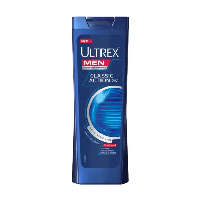 ULTREX Men Σαμπουάν Αντιπιτυριδικό Classic Action 2σε1 για Όλους τους Τύπους Μαλλιών 360ml
