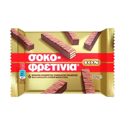 ΙΟΝ Σοκοφρετίνια Μπατόν Γκοφρέτας Σοκολάτας Γάλακτος 6τεμ 50g