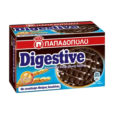 ΠΑΠΑΔΟΠΟΥΛΟΥ Digestive Μπισκότα με Επικάλυψη Μαύρης Σοκολάτας 200g