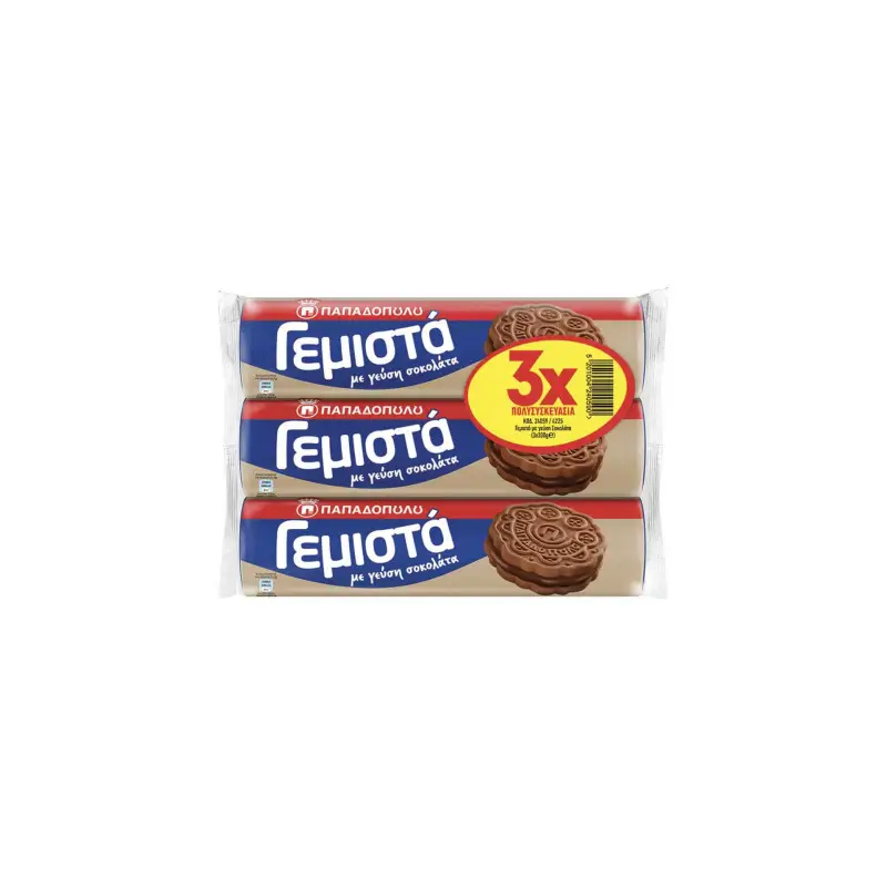 ΠΑΠΑΔΟΠΟΥΛΟΥ ΜΠΙΣΚΟΤΑ ΓΕΜΙΣΤΑ ΚΑΚΑΟ x3 200gr