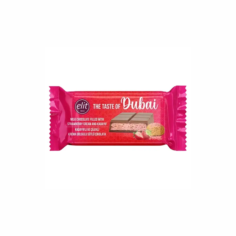 ELIT TASTE OF DUBAI MILK CHOCOLATE FILLED WITH STRAWBERRY CREAM & KADAYIF 90G