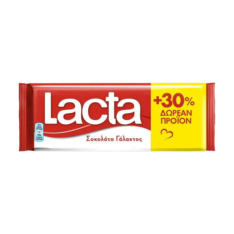LACTA Σοκολάτα Γάλακτος 85g +30' Δωρεάν Προϊόν