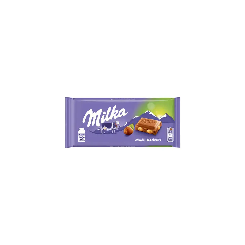 MILKA Σοκολάτα Γάλακτος με Ολόκληρα Φουντούκια 100γρ