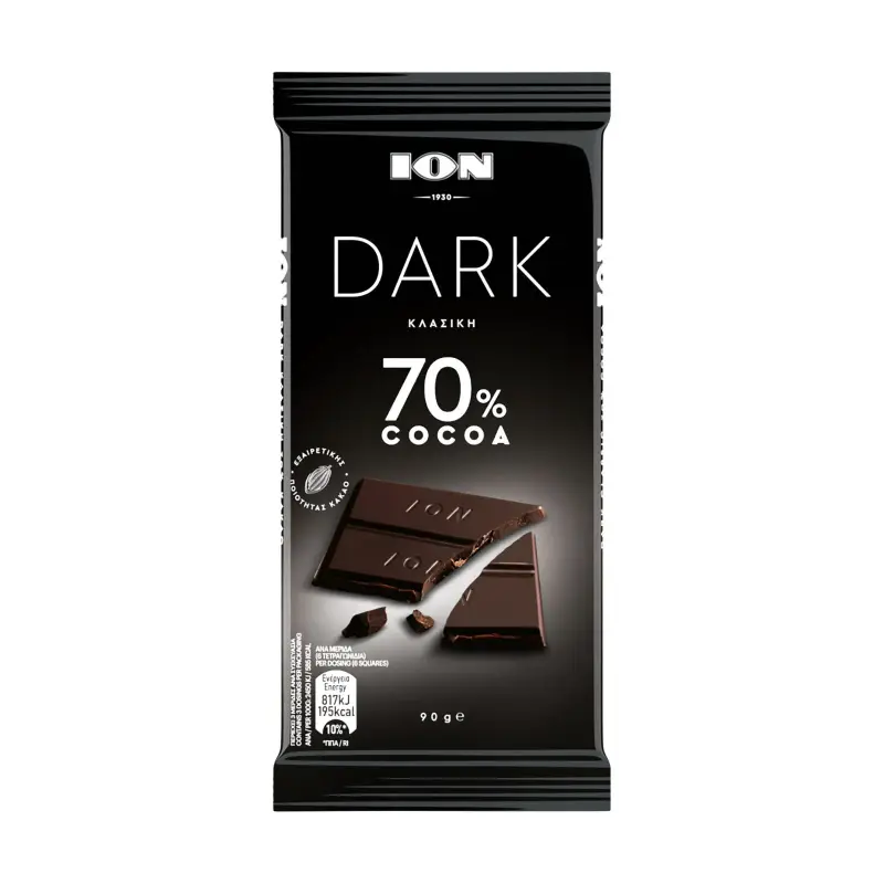 ΙΟΝ Dark Σοκολάτα 70' Κακάο Κλασική 90g